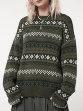Langärmliger Vintage-Jacquardpullover